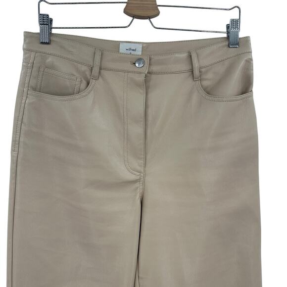 Aritzia Wilfred The Melina Pants Vegan Leather Cropped Beige Size 10 - Picture 2 of 11